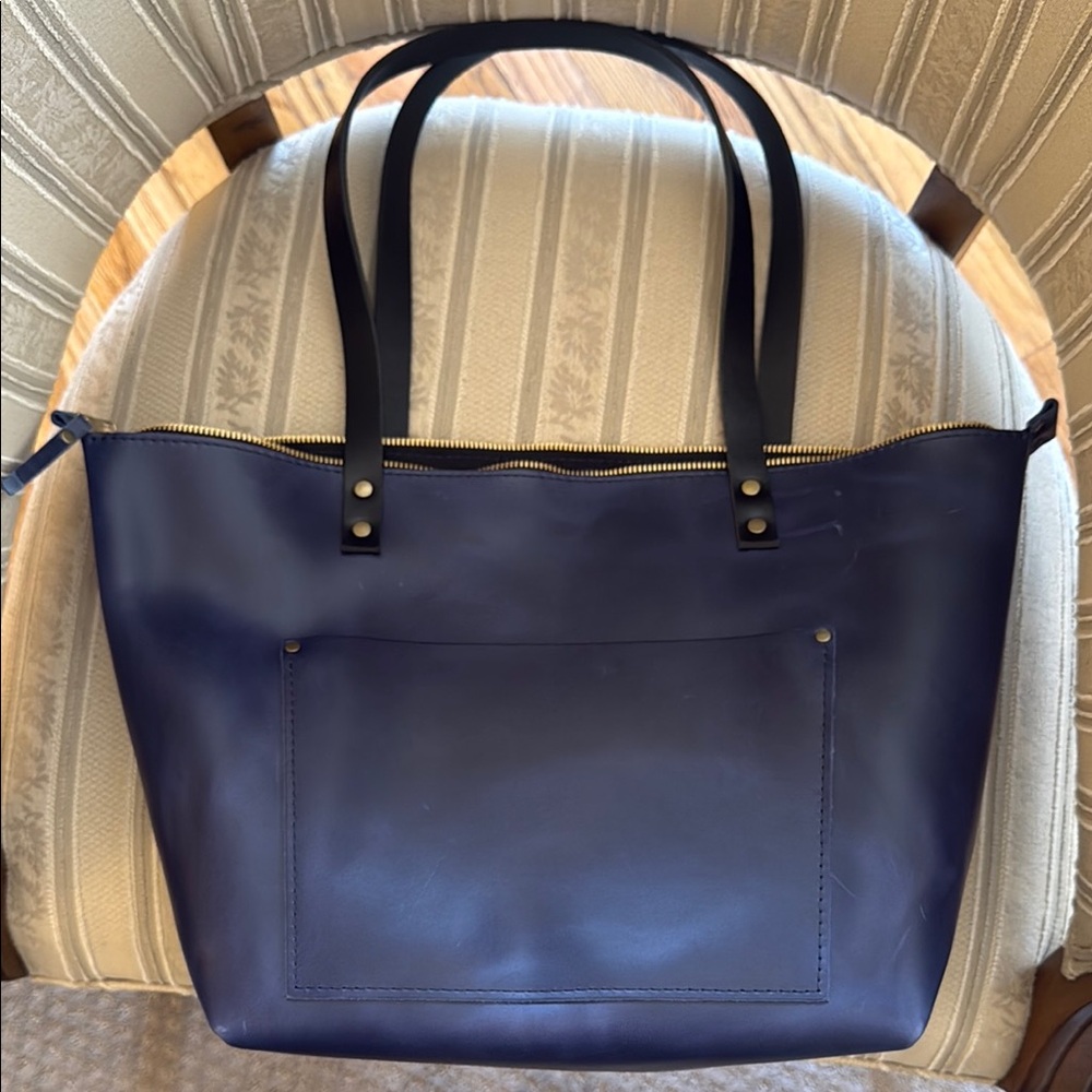 Portland Leather NEW Cowboy Blue Large Zippered Tote Bag 🦄